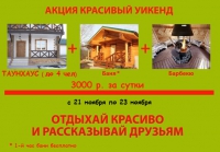 Акция 21-23 ноября: таунхаус+баня+барбекюдомик по одной цене 3000 р за сутки (1-й час бани бесплатно)